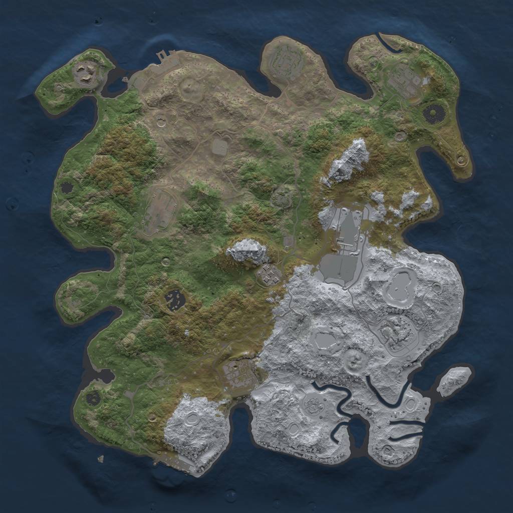 Rust Map: Procedural Map, Size: 3700, Seed: 30923360, 17 Monuments