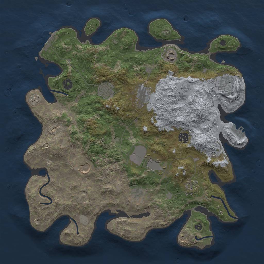 Rust Map: Procedural Map, Size: 3700, Seed: 1428426257, 17 Monuments