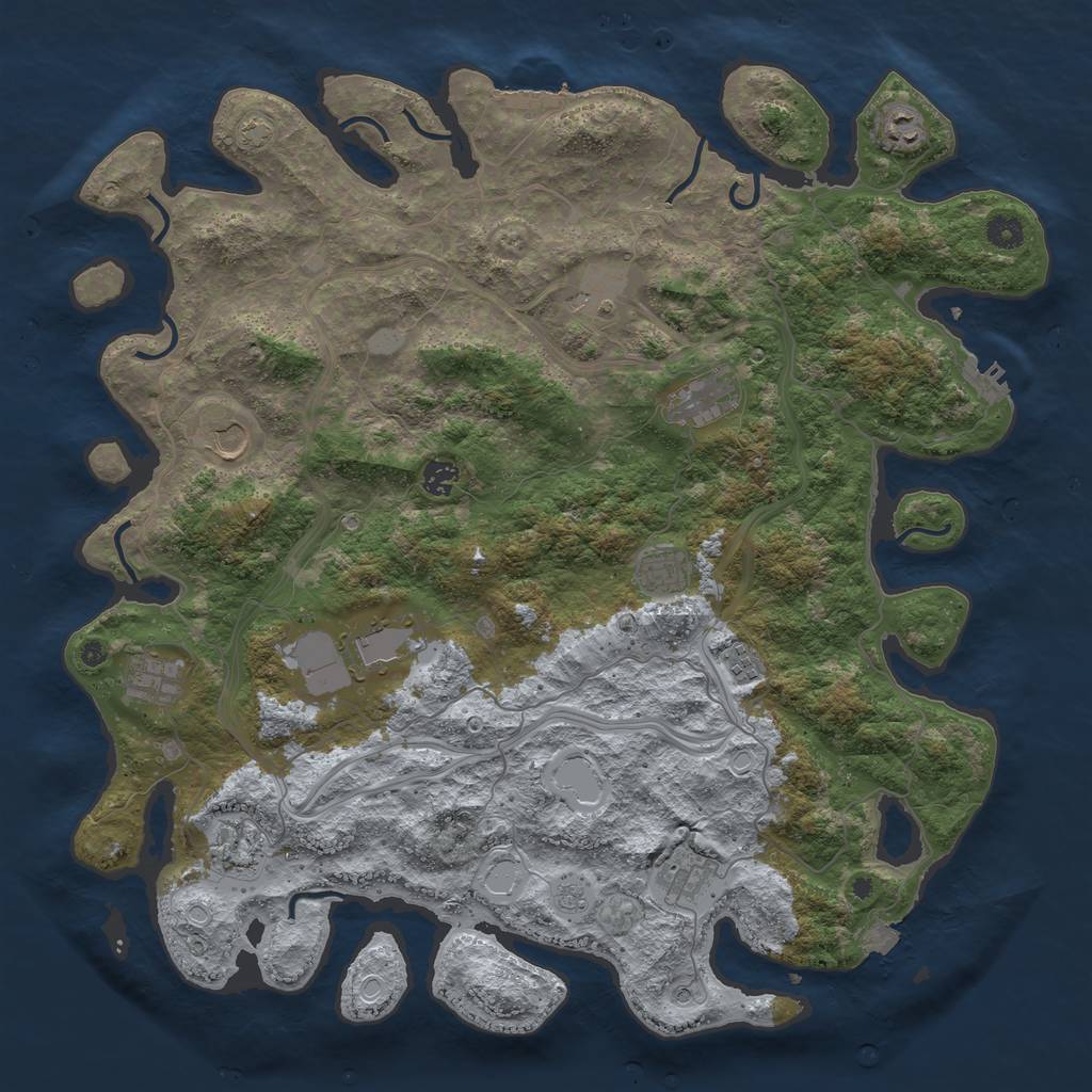 Rust Map: Procedural Map, Size: 4500, Seed: 544602, 19 Monuments