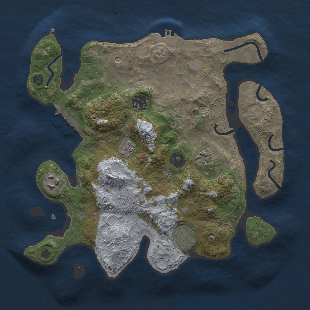 Rust Map: Procedural Map, Size: 3000, Seed: 26490, 12 Monuments