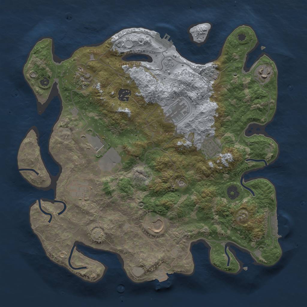 Rust Map: Procedural Map, Size: 3500, Seed: 738784417, 17 Monuments