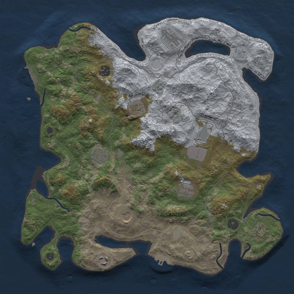 Rust Map: Procedural Map, Size: 4000, Seed: 765973, 17 Monuments