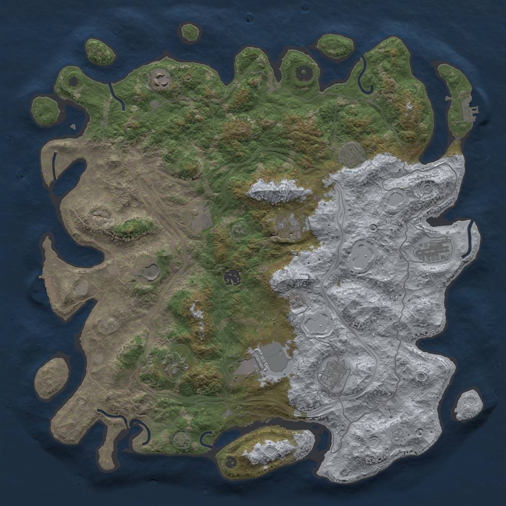 Rust Map: Procedural Map, Size: 4500, Seed: 309309660, 19 Monuments