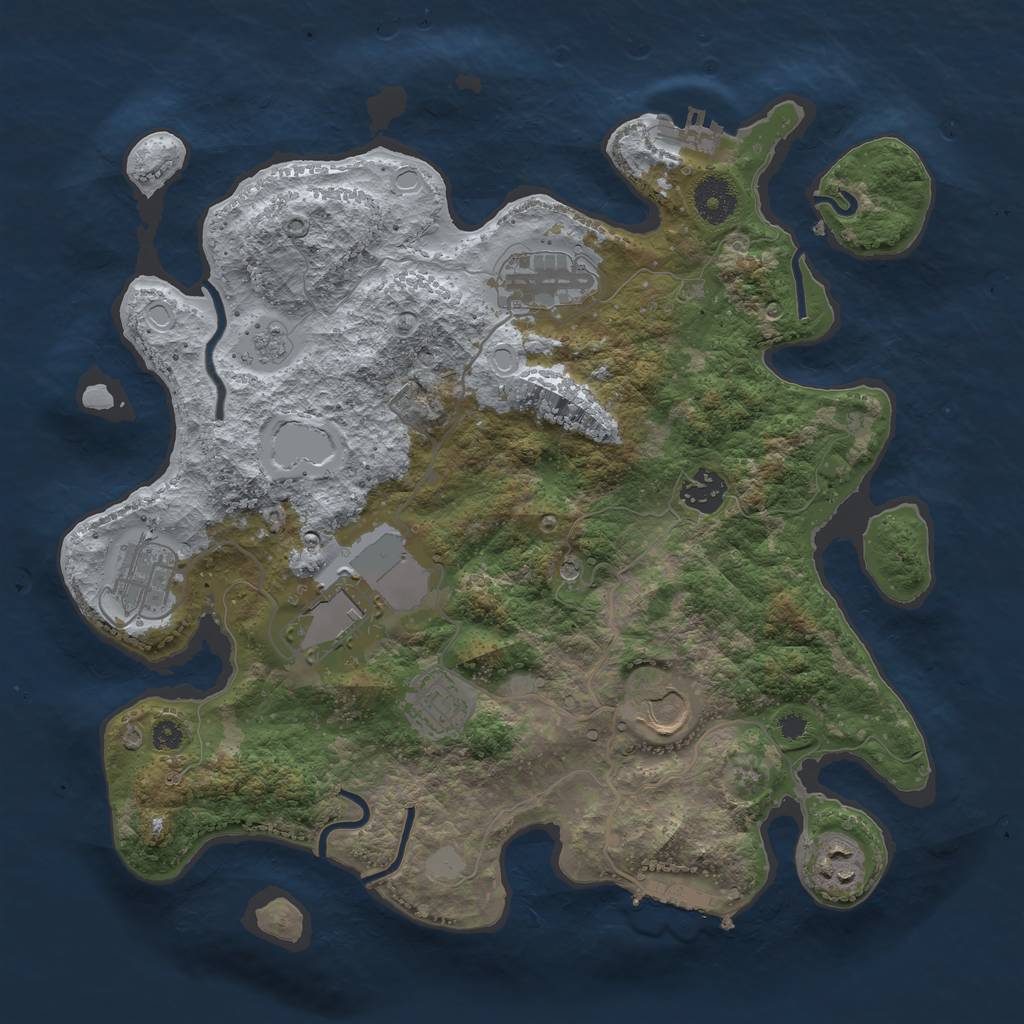 Rust Map: Procedural Map, Size: 3500, Seed: 18838, 14 Monuments