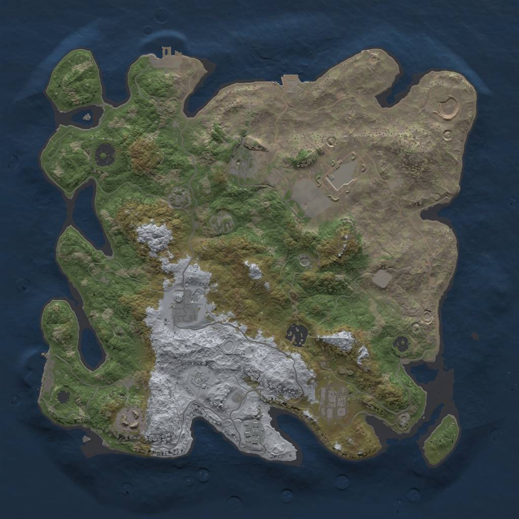 Rust Map: Procedural Map, Size: 3500, Seed: 2896, 16 Monuments