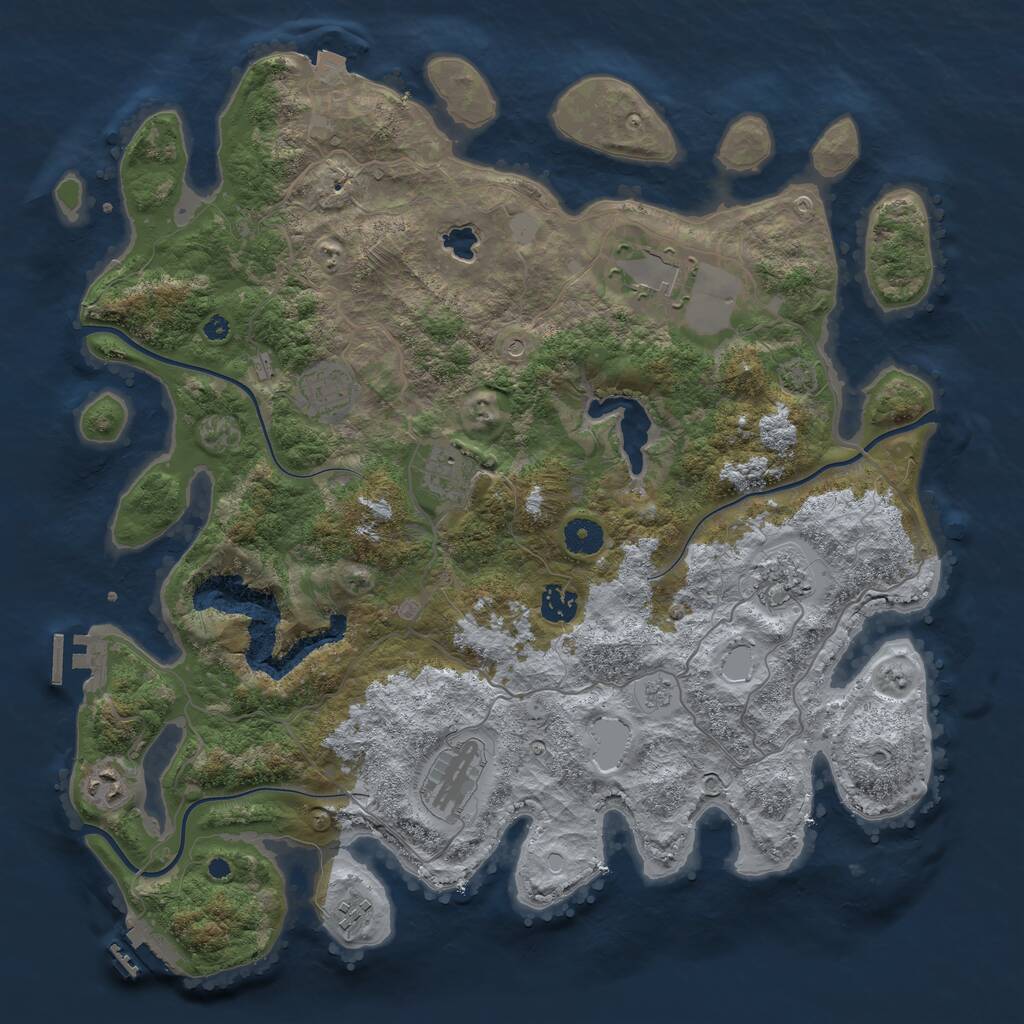 Rust Map: Procedural Map, Size: 4050, Seed: 1338174455, 14 Monuments
