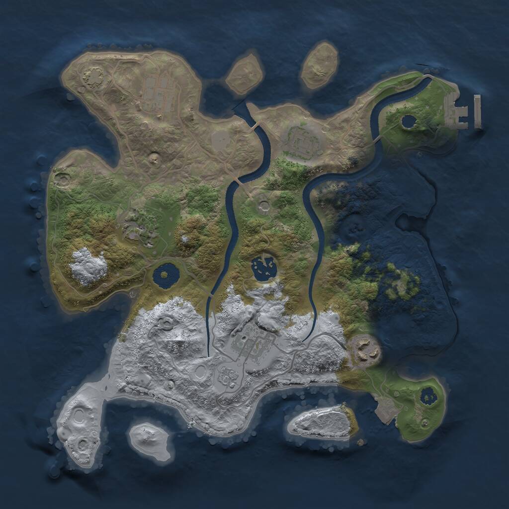 Rust Map: Procedural Map, Size: 3000, Seed: 208178812, 11 Monuments