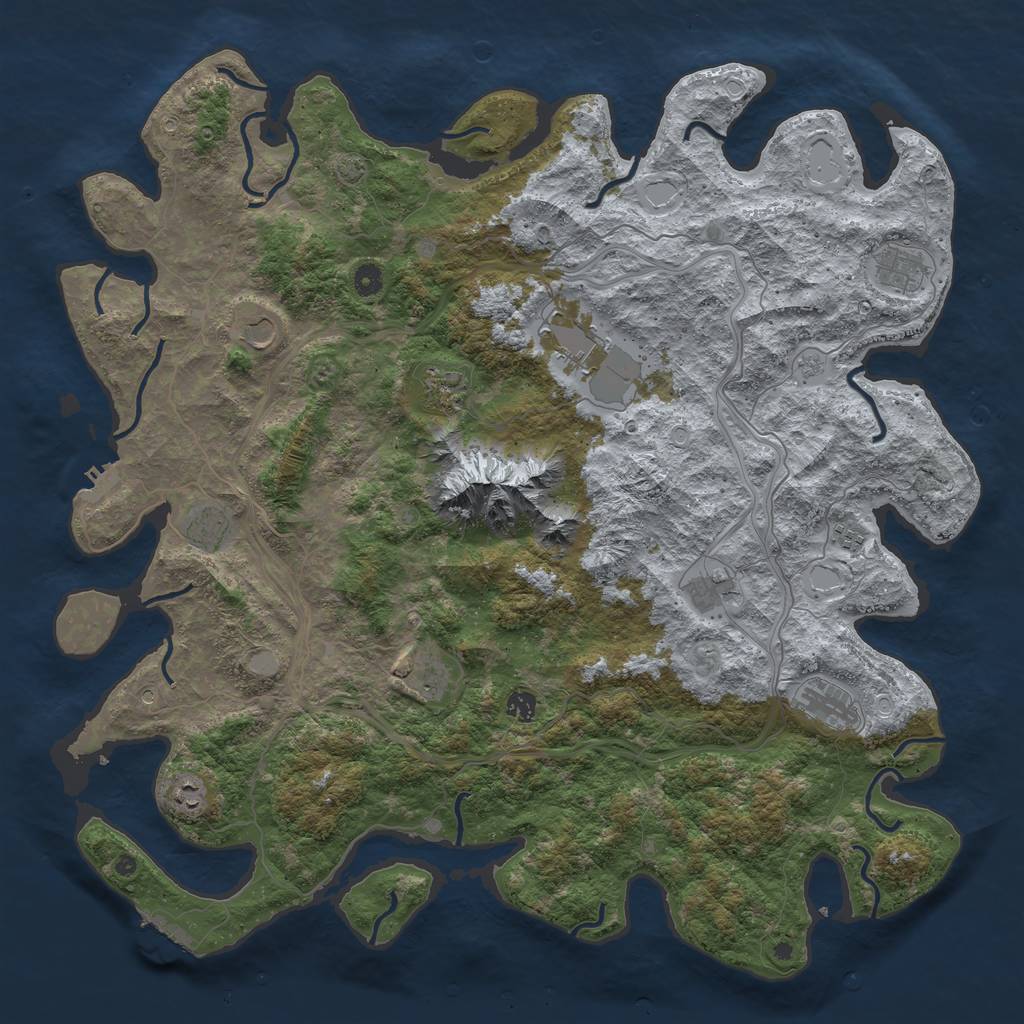 Rust Map: Procedural Map, Size: 5000, Seed: 1044213011, 19 Monuments