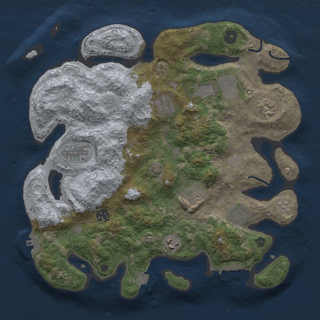 Rust Map: Procedural Map, Size: 3500, Seed: 1593300773, 17 Monuments