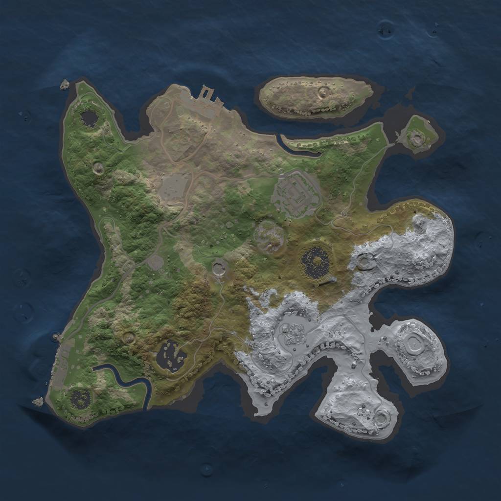 Rust Map: Procedural Map, Size: 2500, Seed: 2900, 9 Monuments