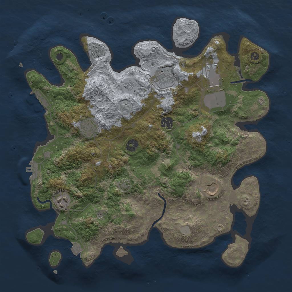 Rust Map: Procedural Map, Size: 3500, Seed: 1211196651, 15 Monuments