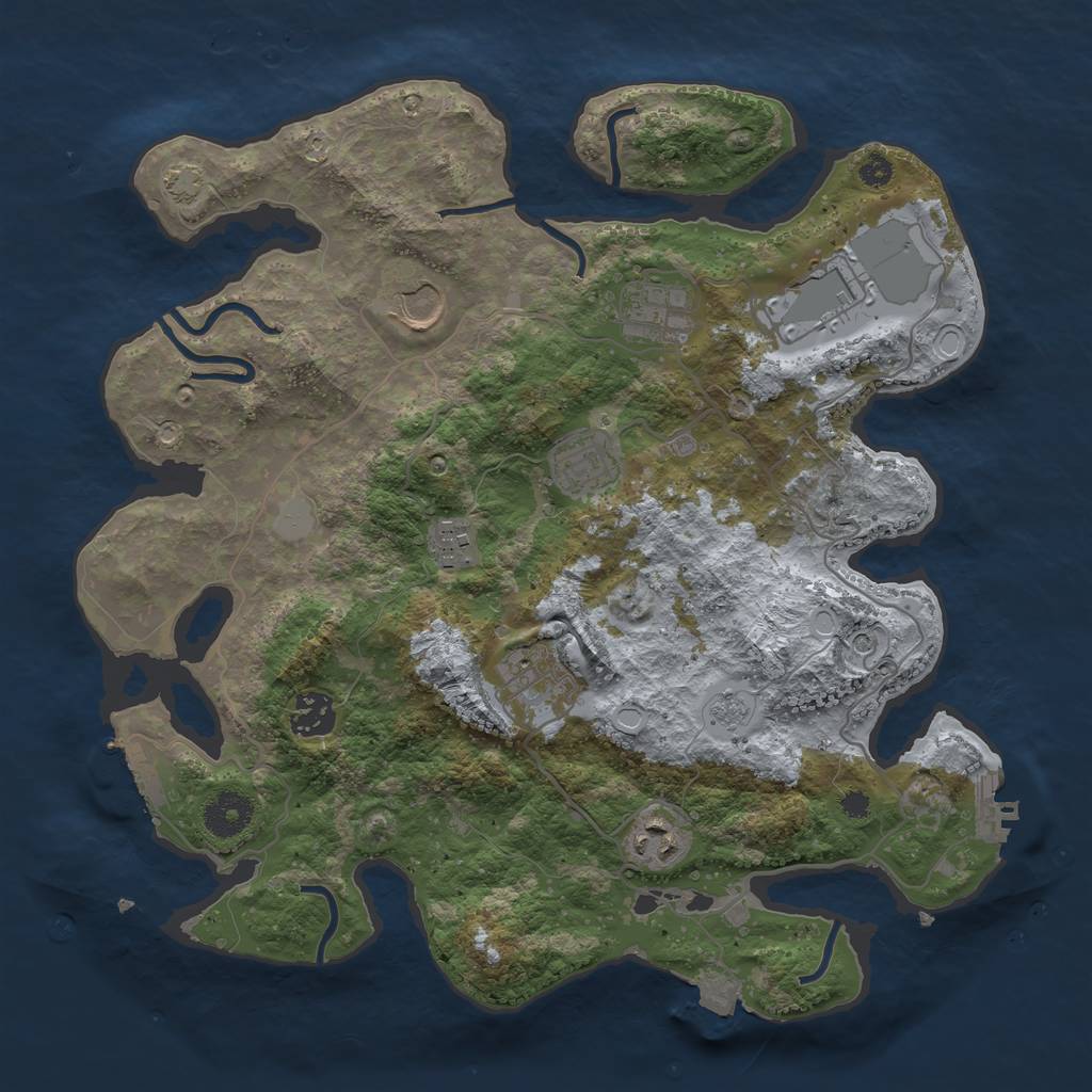 Rust Map: Procedural Map, Size: 3500, Seed: 121543469, 16 Monuments