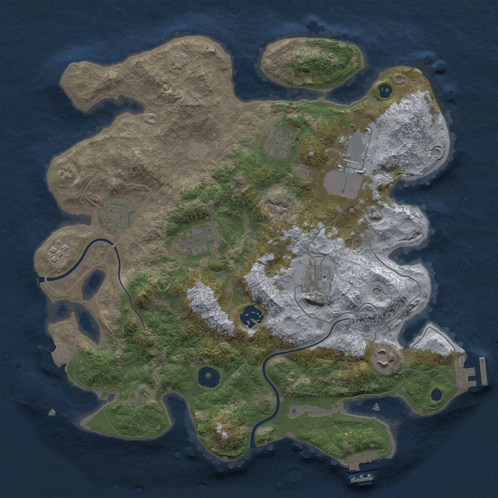 Rust Map: Procedural Map, Size: 3500, Seed: 121543469, 13 Monuments