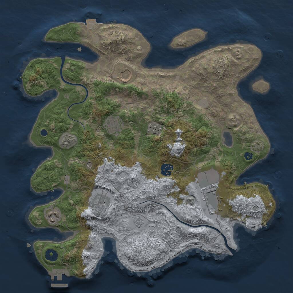 Rust Map: Procedural Map, Size: 3500, Seed: 954280705, 12 Monuments