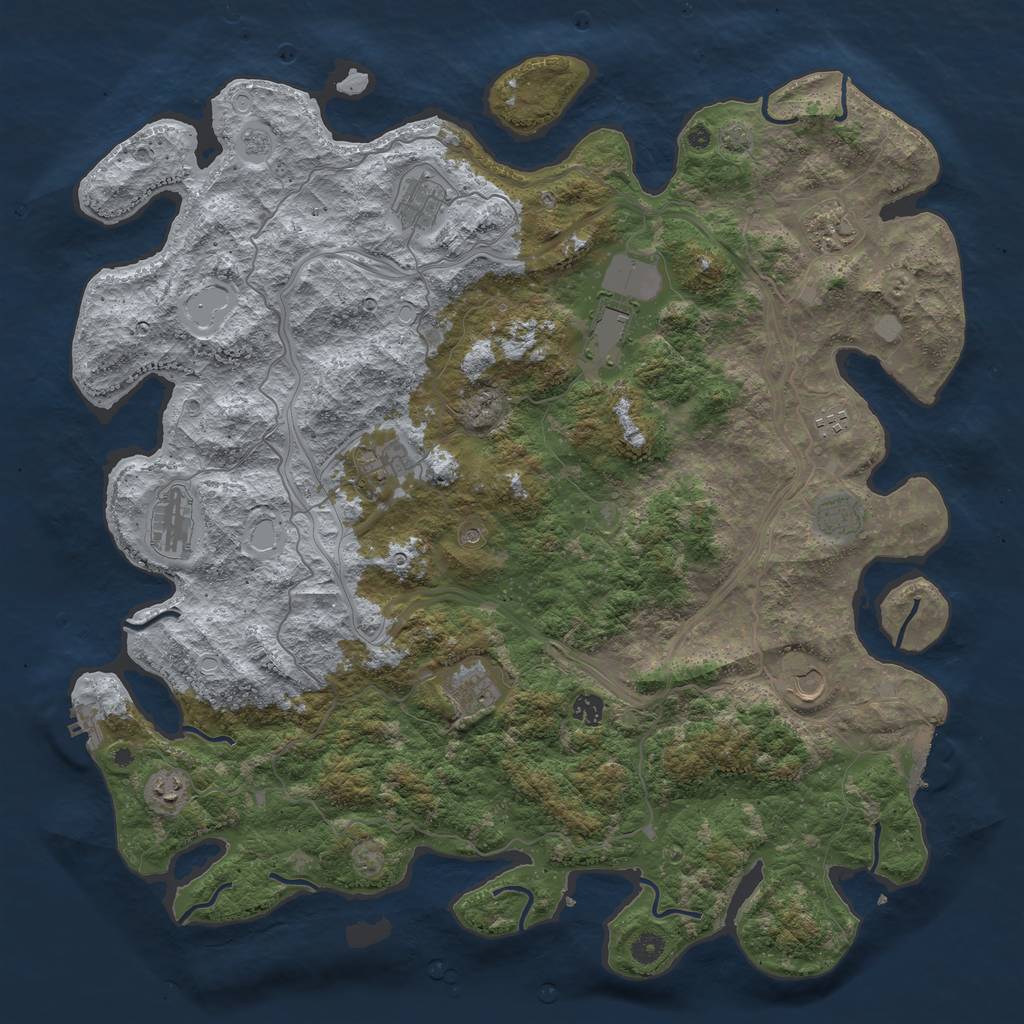 Rust Map: Procedural Map, Size: 4800, Seed: 1063884910, 19 Monuments