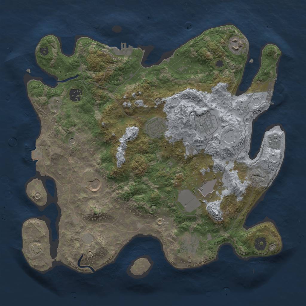 Rust Map: Procedural Map, Size: 3500, Seed: 1838101, 16 Monuments