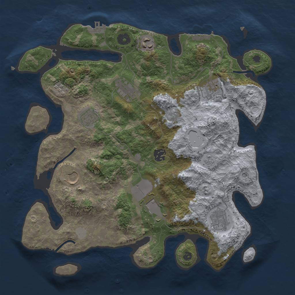 Rust Map: Procedural Map, Size: 3500, Seed: 1065005067, 16 Monuments