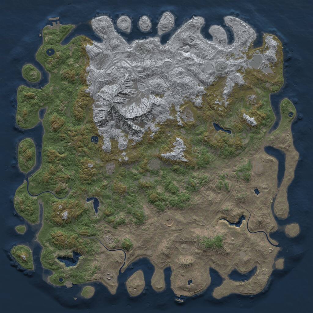 Rust Map: Procedural Map, Size: 6000, Seed: 2338828, 17 Monuments