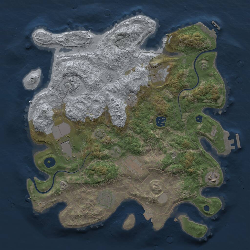 Rust Map: Procedural Map, Size: 3500, Seed: 347890460, 14 Monuments