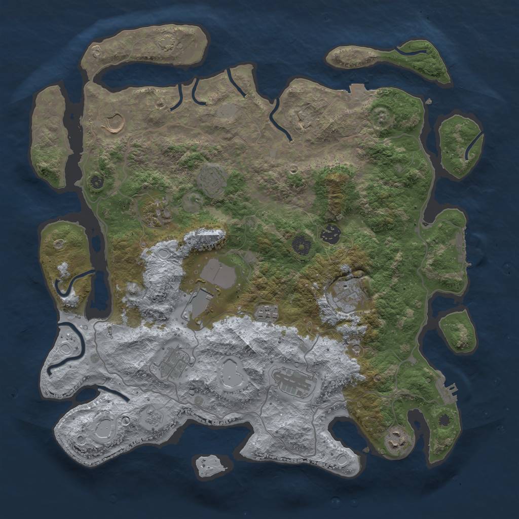 Rust Map: Procedural Map, Size: 4000, Seed: 1128146705, 18 Monuments