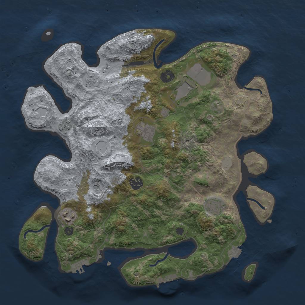 Rust Map: Procedural Map, Size: 3500, Seed: 332029084, 14 Monuments