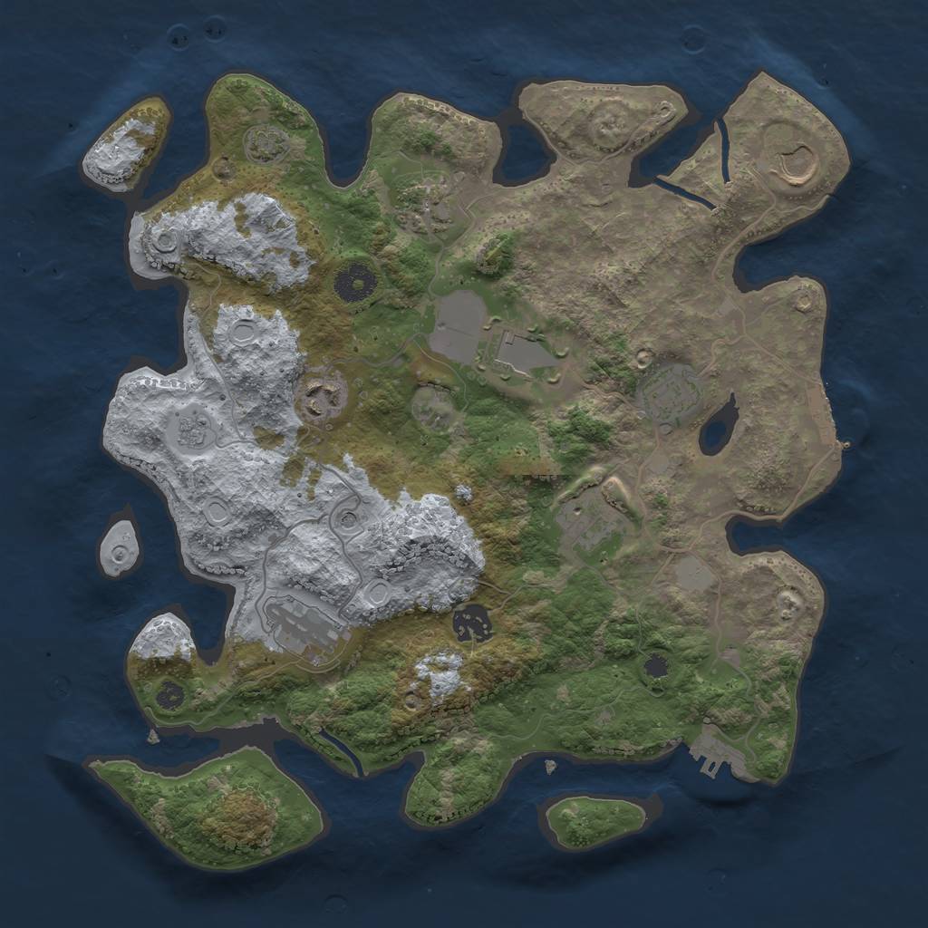 Rust Map: Procedural Map, Size: 3500, Seed: 980217636, 16 Monuments