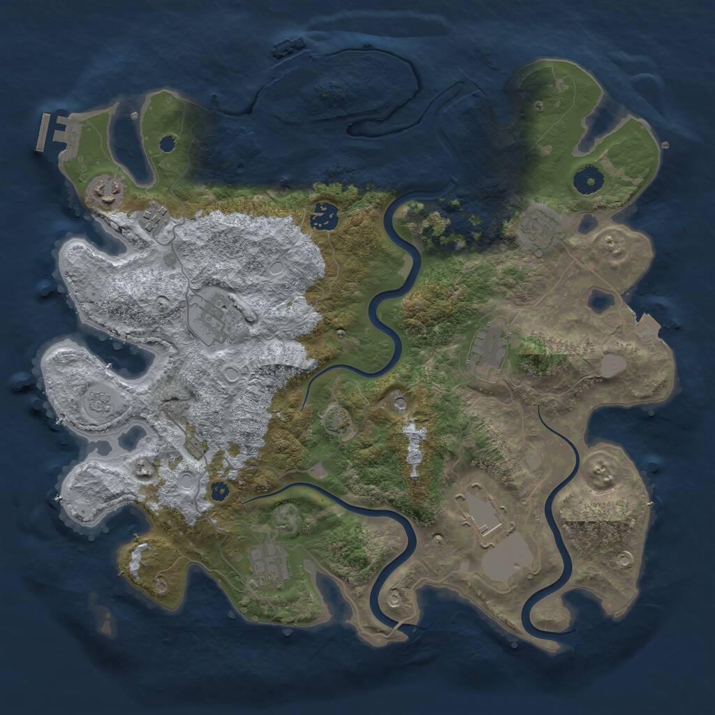 Rust Map: Procedural Map, Size: 3750, Seed: 1442751907, 14 Monuments