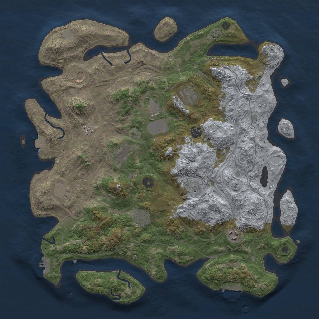 Rust Map: Procedural Map, Size: 4250, Seed: 1139222629, 18 Monuments