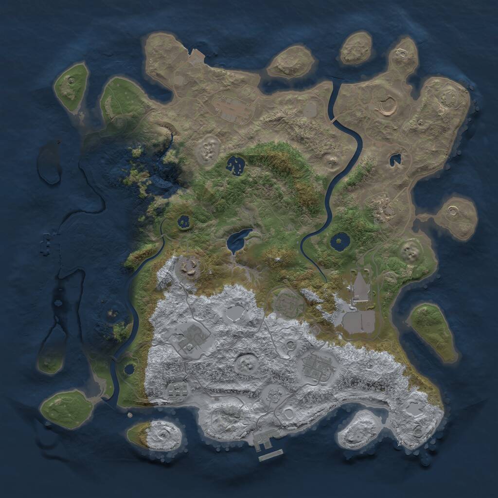 Rust Map: Procedural Map, Size: 4000, Seed: 14465054, 16 Monuments