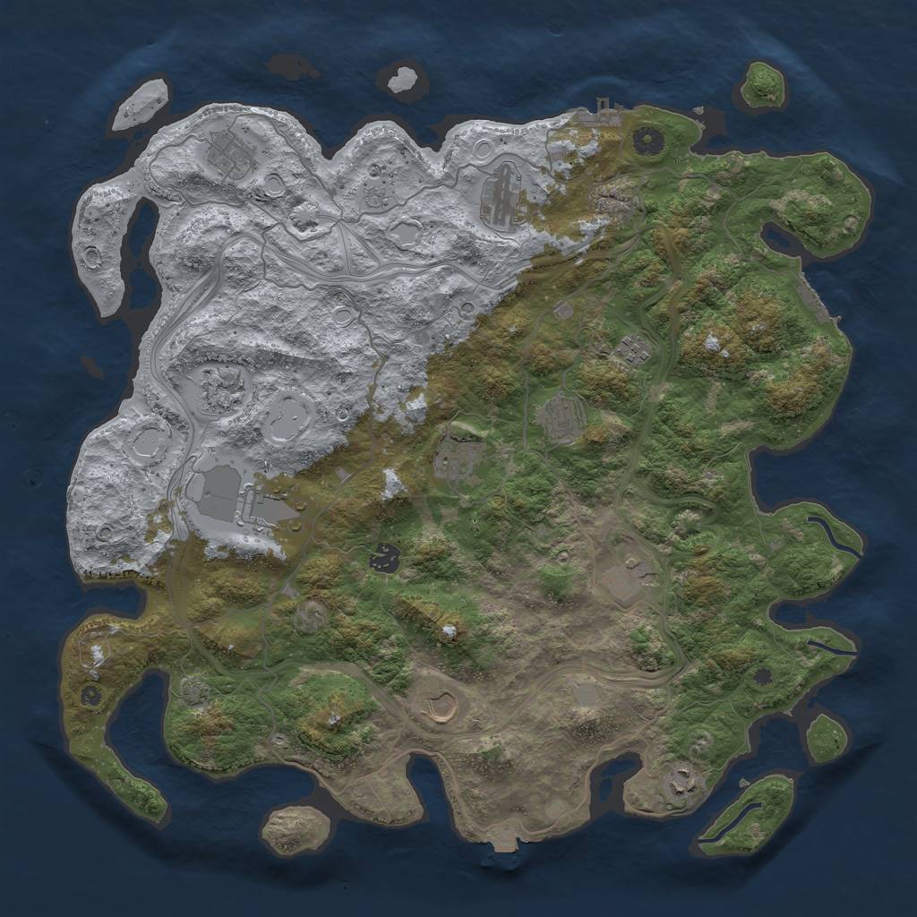 Rust Map: Procedural Map, Size: 4500, Seed: 1044995414, 19 Monuments