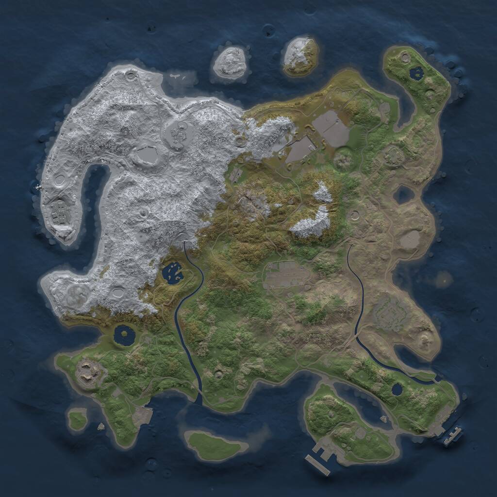 Rust Map: Procedural Map, Size: 3500, Seed: 766029734, 12 Monuments