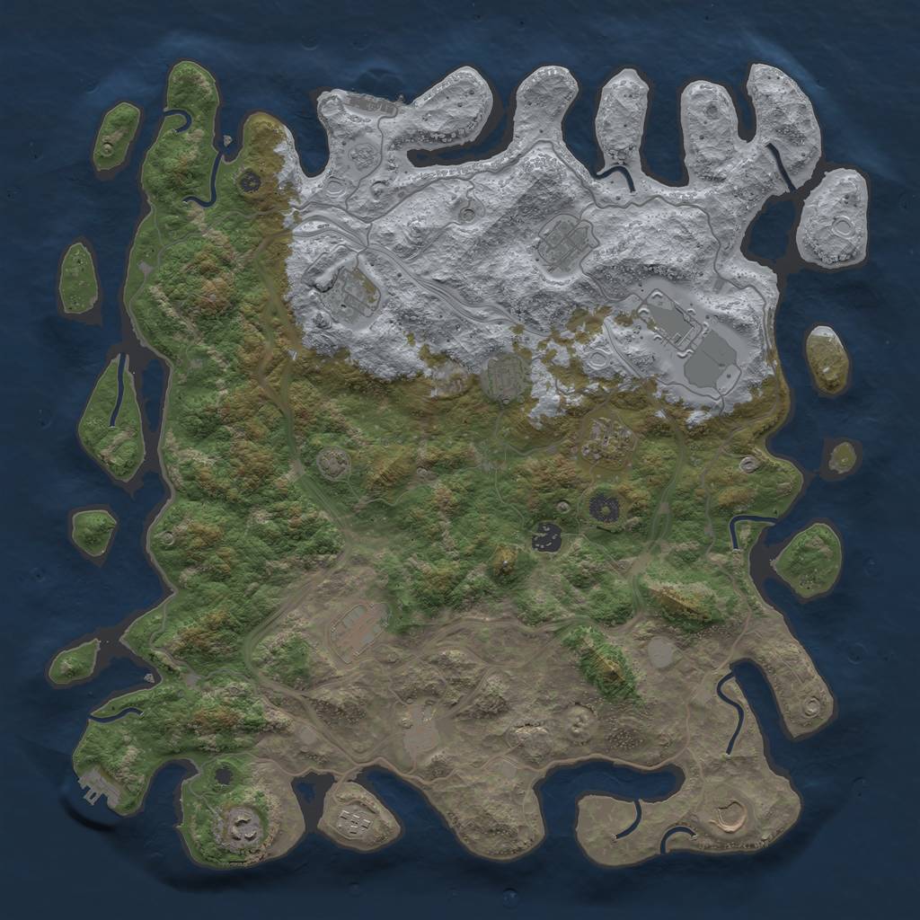 Rust Map: Procedural Map, Size: 4500, Seed: 1036441713, 19 Monuments