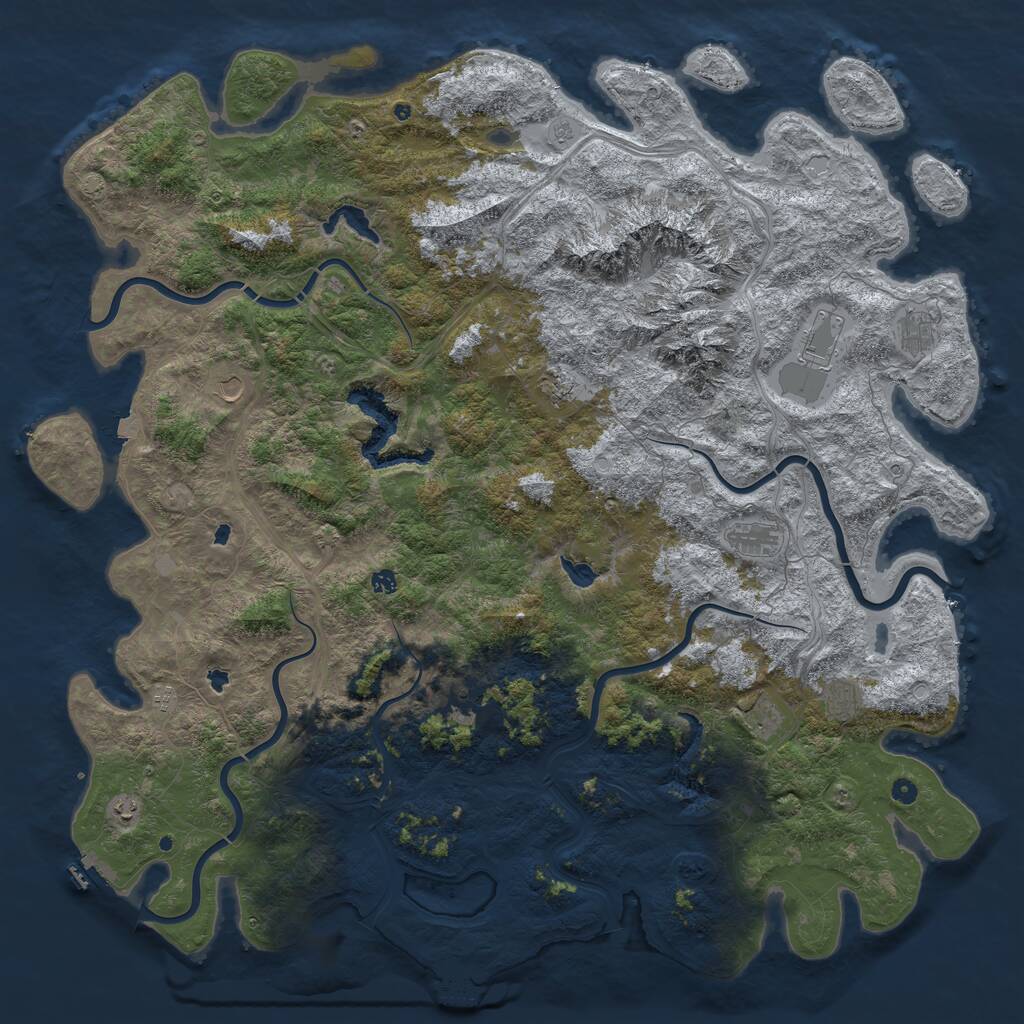 Rust Map: Procedural Map, Size: 6000, Seed: 29853, 17 Monuments