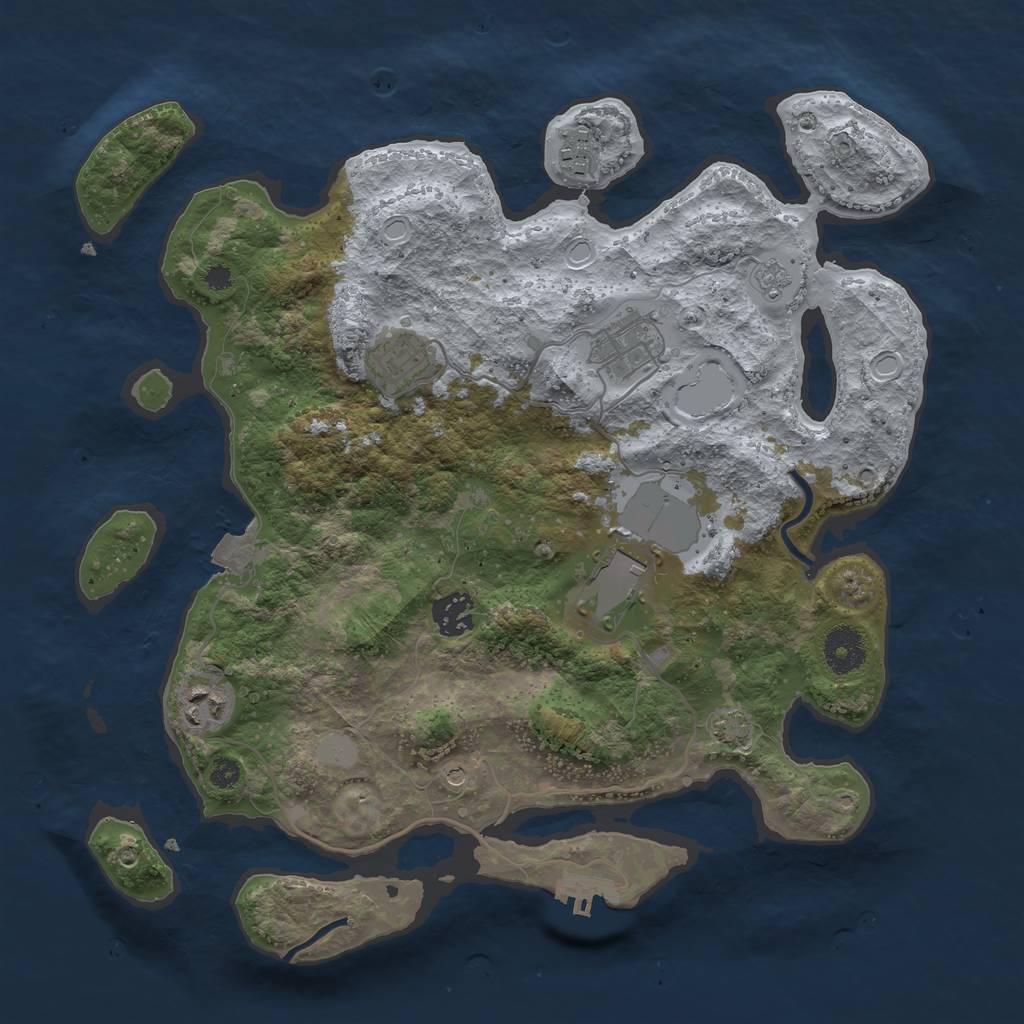 Rust Map: Procedural Map, Size: 3500, Seed: 605904914, 13 Monuments