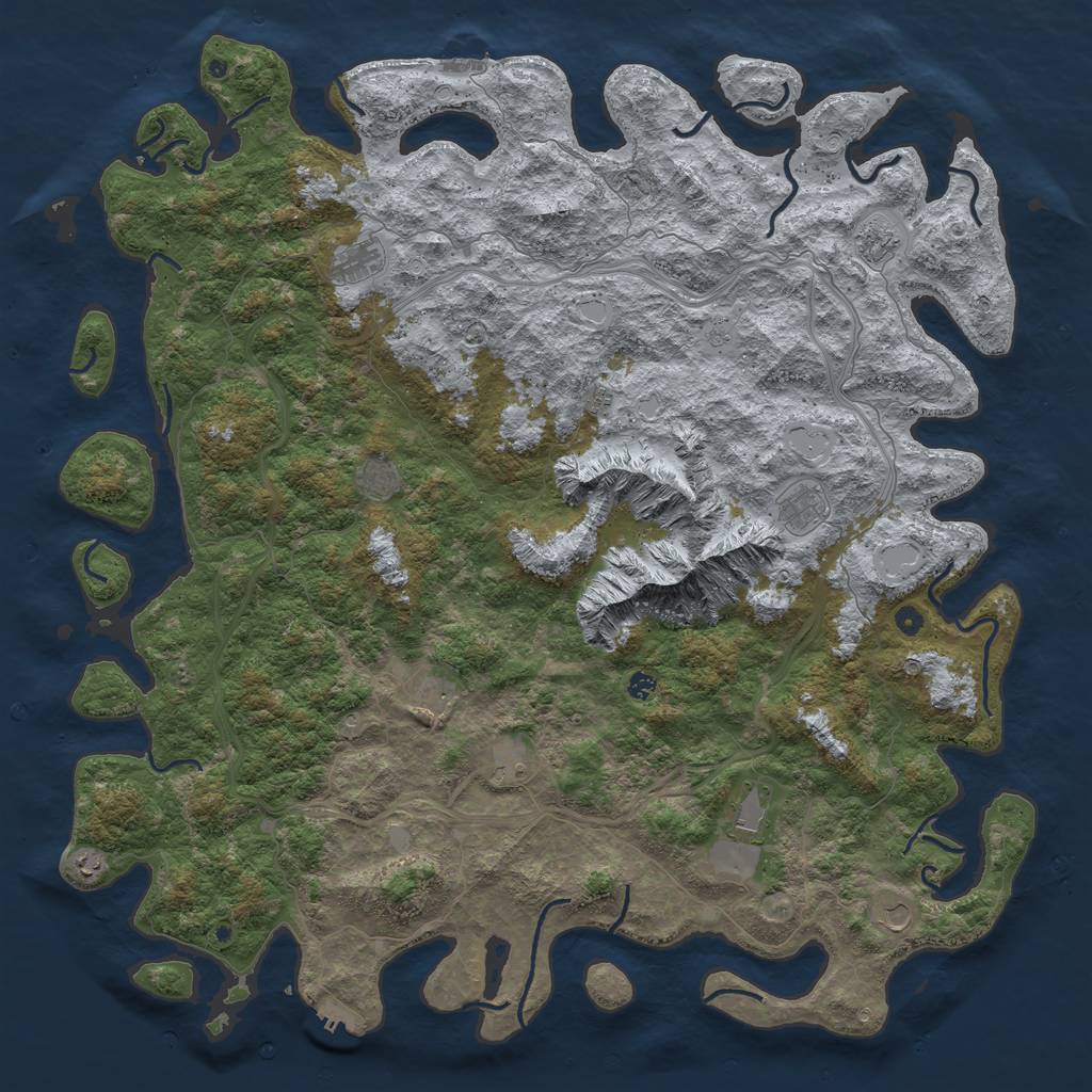 Rust Map: Procedural Map, Size: 6000, Seed: 89748, 18 Monuments