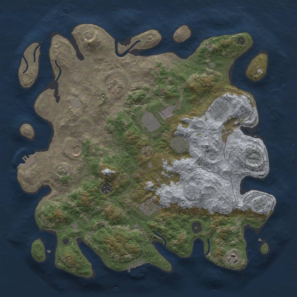 Rust Map: Procedural Map, Size: 4000, Seed: 484848, 17 Monuments