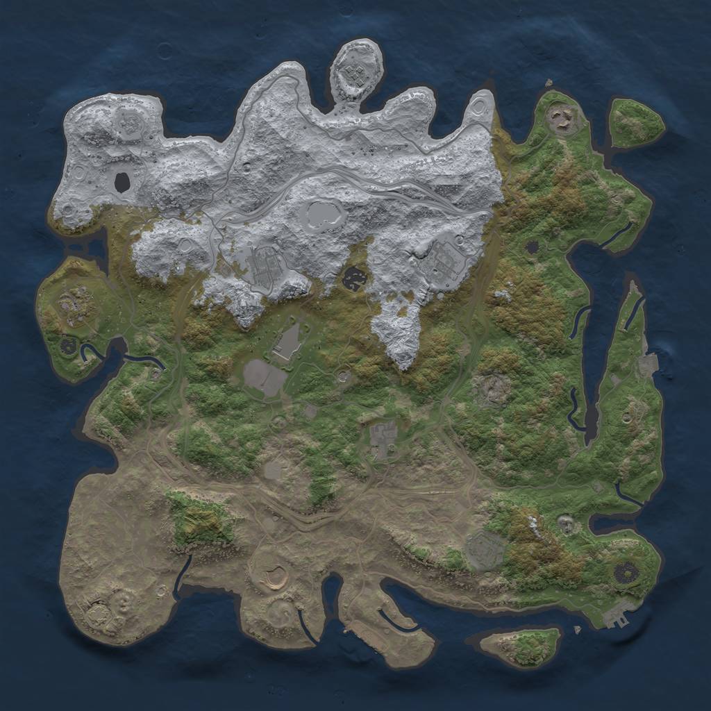 Rust Map: Procedural Map, Size: 4500, Seed: 1958671428, 18 Monuments