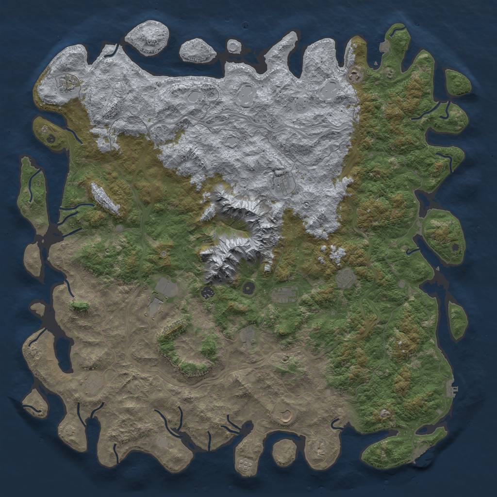 Rust Map: Procedural Map, Size: 6000, Seed: 1078975872, 19 Monuments