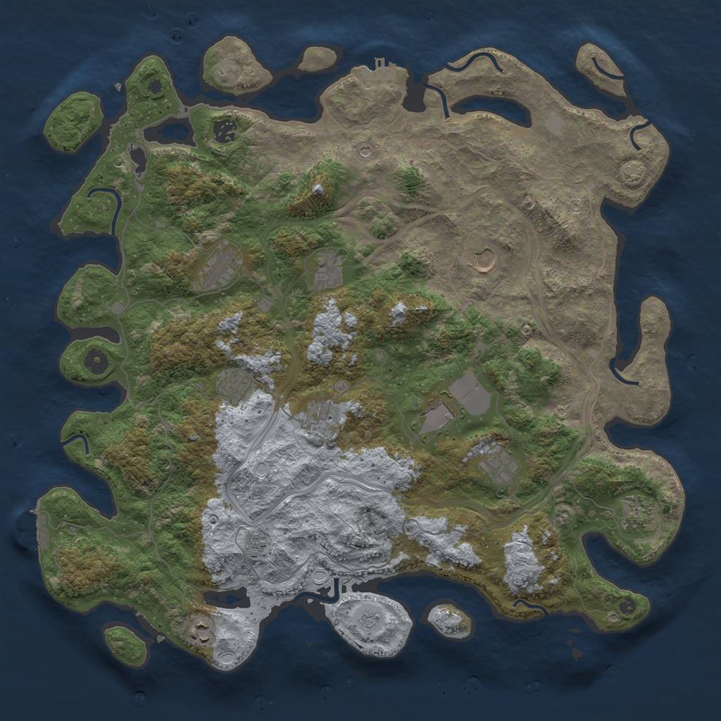 Rust Map: Procedural Map, Size: 4500, Seed: 132884633, 19 Monuments