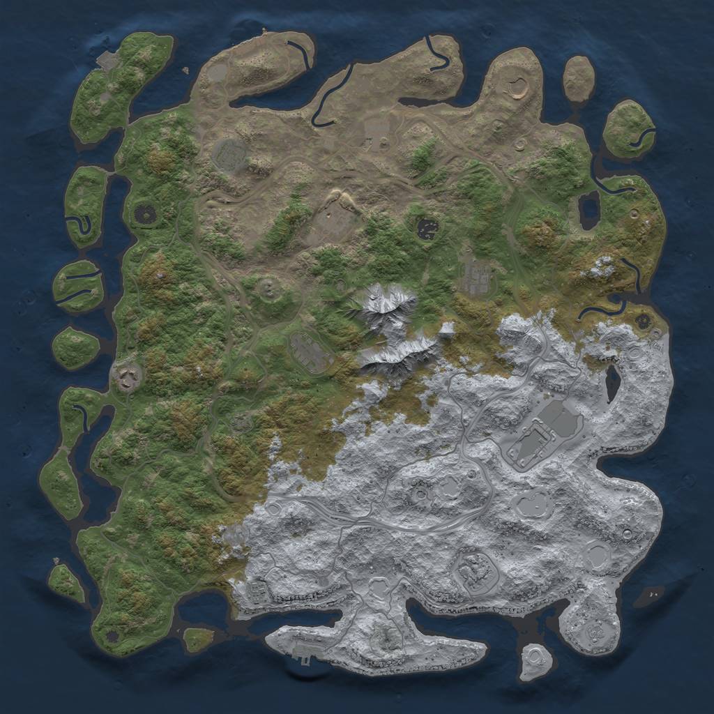 Rust Map: Procedural Map, Size: 5000, Seed: 1222157520, 19 Monuments