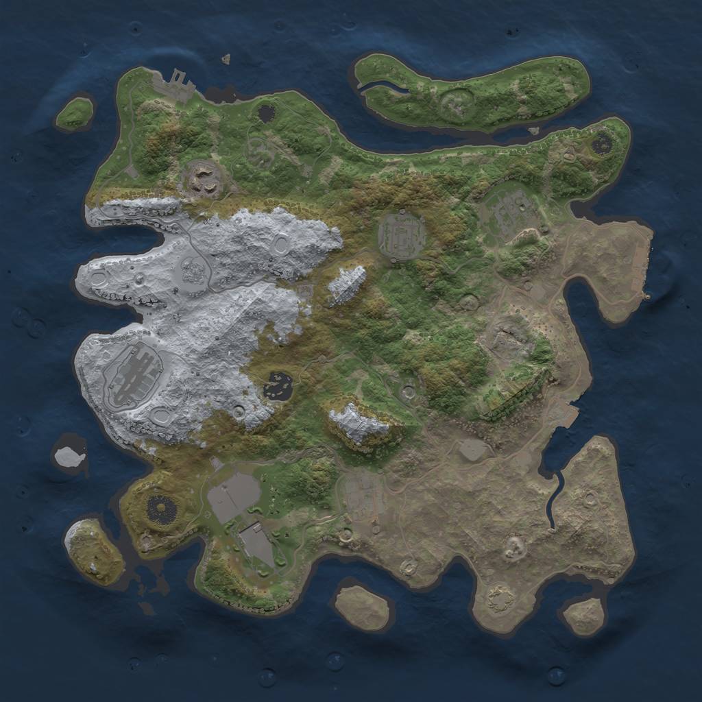 Rust Map: Procedural Map, Size: 3500, Seed: 1581421944, 15 Monuments