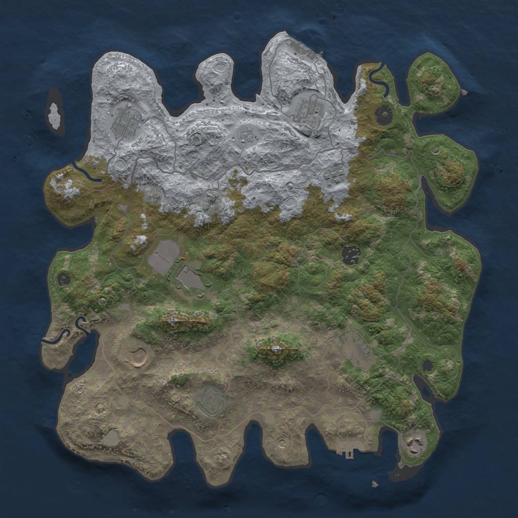 Rust Map: Procedural Map, Size: 4000, Seed: 291710521, 16 Monuments