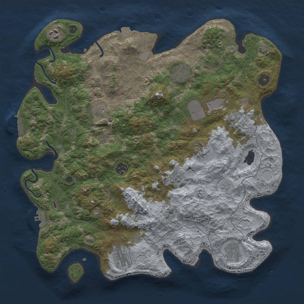 Rust Map: Procedural Map, Size: 4000, Seed: 2095126514, 17 Monuments