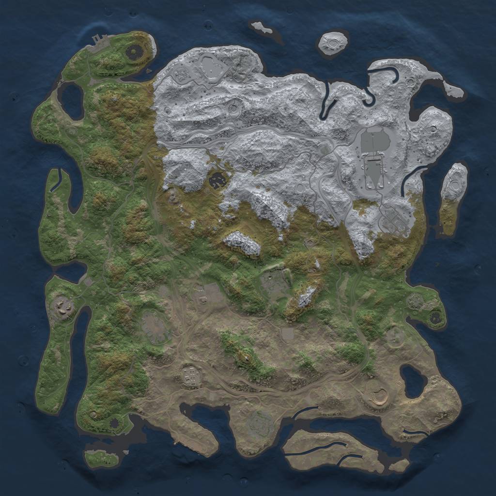 Rust Map: Procedural Map, Size: 4500, Seed: 1992681968, 18 Monuments