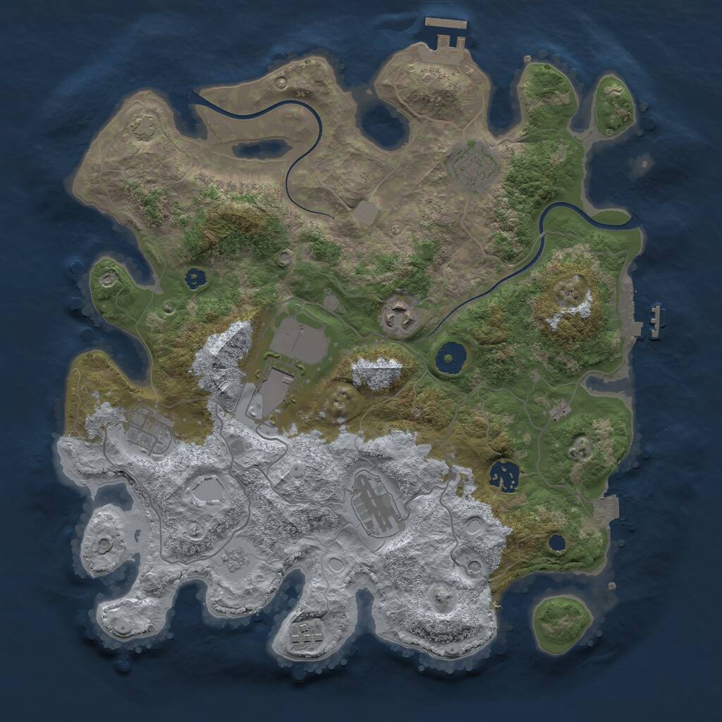 Rust Map: Procedural Map, Size: 3500, Seed: 1991841456, 13 Monuments