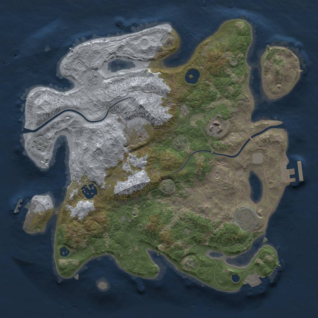 Rust Map: Procedural Map, Size: 3200, Seed: 854235, 11 Monuments