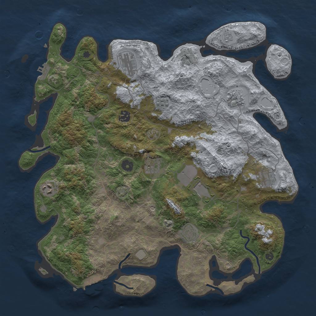 Rust Map: Procedural Map, Size: 4000, Seed: 876429059, 17 Monuments
