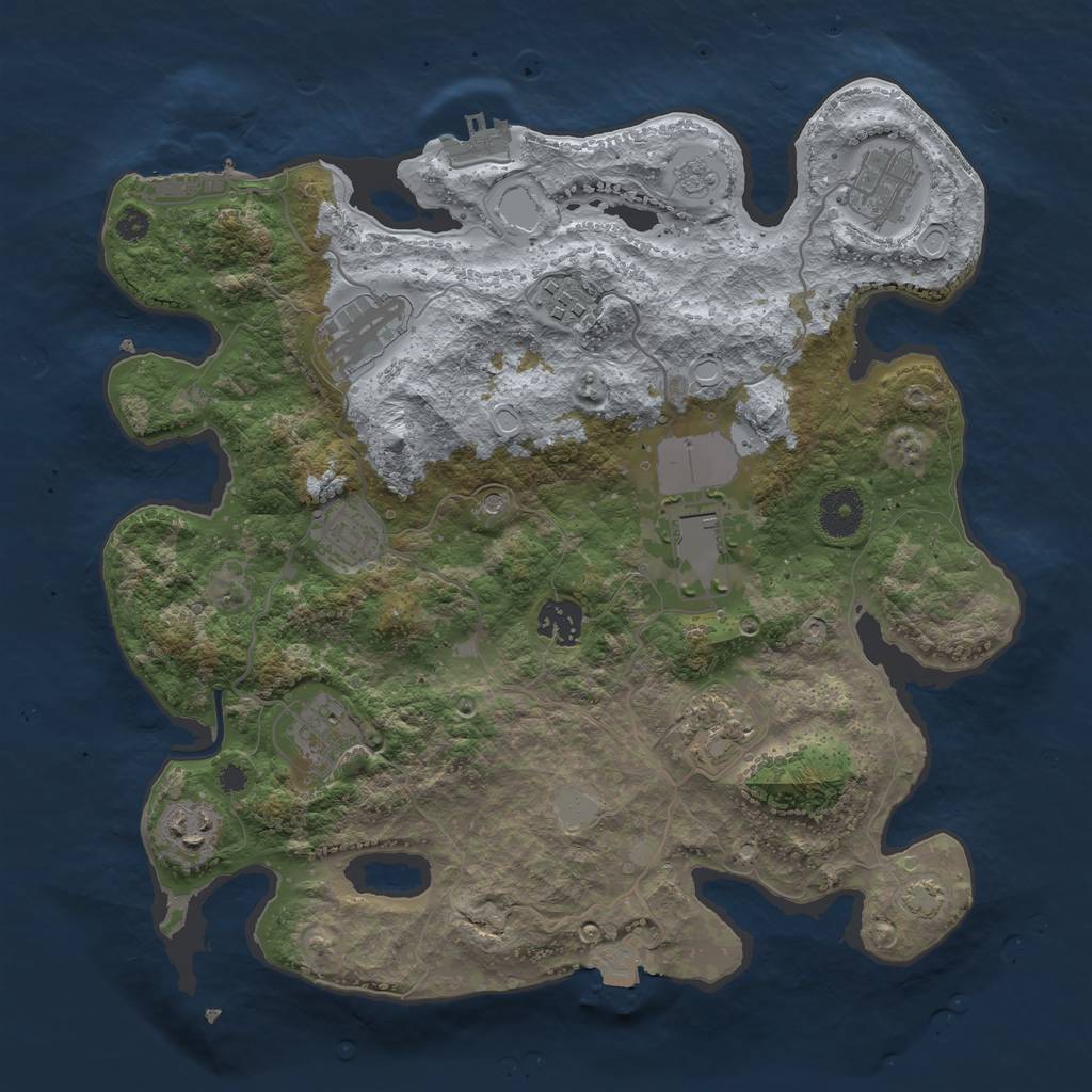 Rust Map: Procedural Map, Size: 3500, Seed: 1765079386, 17 Monuments