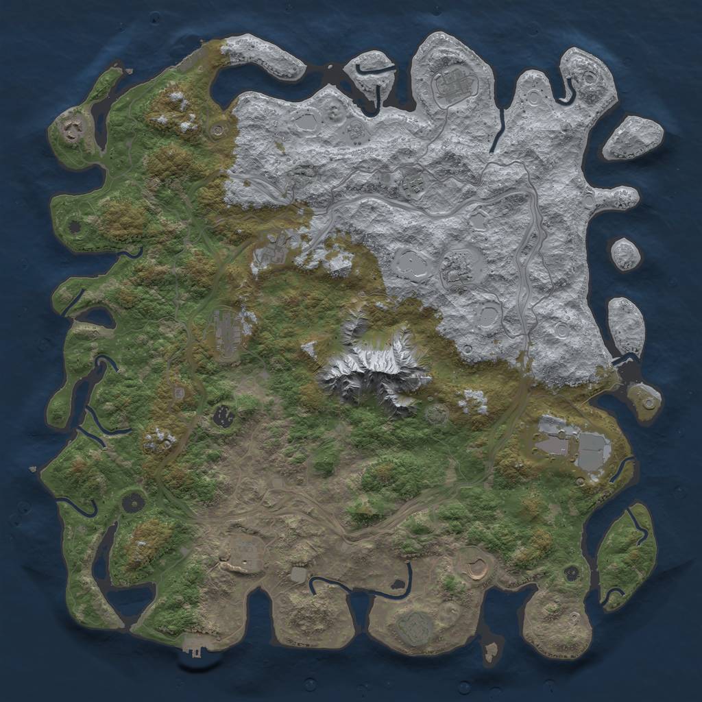 Rust Map: Procedural Map, Size: 5000, Seed: 60632, 19 Monuments