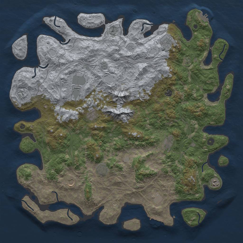 Rust Map: Procedural Map, Size: 5000, Seed: 488392028, 18 Monuments
